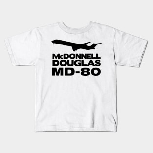 McDonnell Douglas MD-80 Silhouette Print (Black) Kids T-Shirt